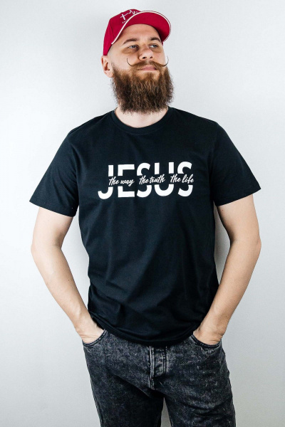 Мужская футболка с цитатой из хлопка и коротким рукавом MariSt 22001 черный - фото 2