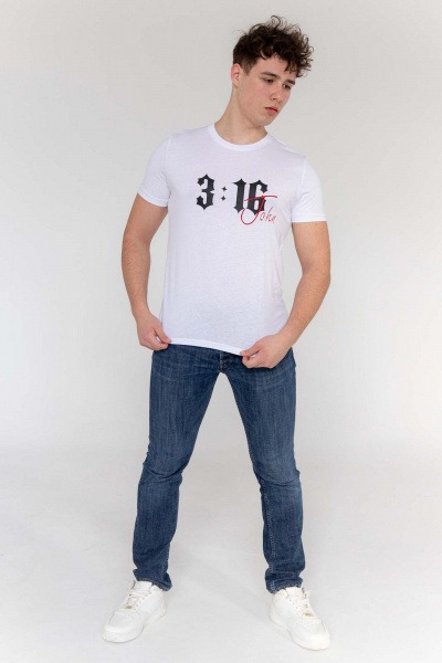 Классическая хлопковая футболка мужская MariSt 22002 белый - фото 2