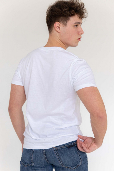 Белая хлопковая футболка мужская с принтом MariSt 22004 белый - фото 4