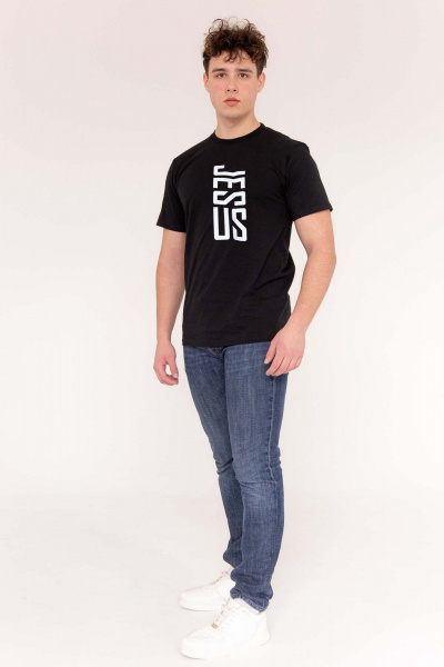 Черная хлопковая футболка мужская с принтом MariSt 22005 черный - фото 2
