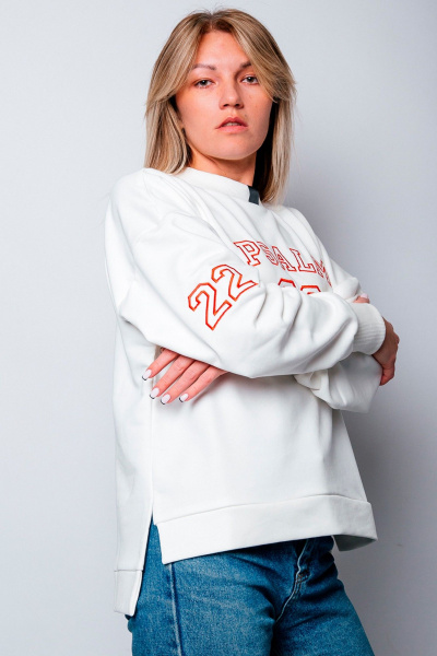 Молочный свитшот свободного кроя женский MariSt 31001 молочный - фото 6