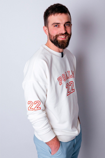 Молочный свитшот свободного кроя мужской MariSt 32001 молочный - фото 3