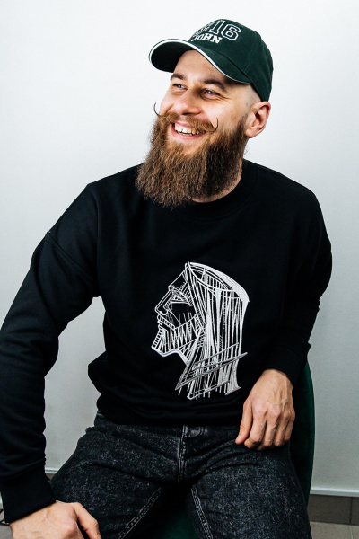 Черный свитшот свободного кроя мужской MariSt 32002 черный - фото 3