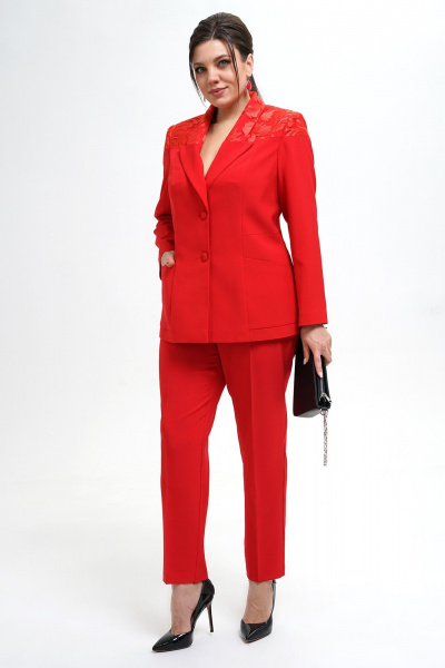 Деловой брюк и жакет красного цвета Alani Collection 2295 красный - фото 4