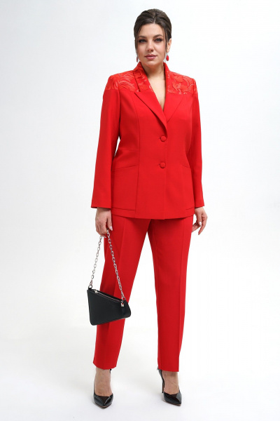 Деловой брюк и жакет красного цвета Alani Collection 2295 красный - фото 1