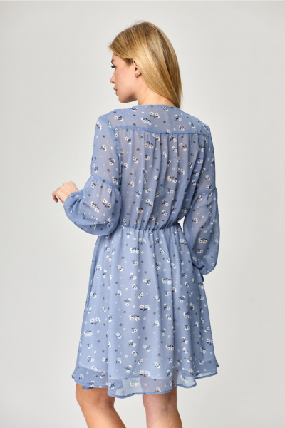 Платье с рельефами и асимметричным подрезом MarSo 2079 голубой_мелкий_цветочек - фото 9