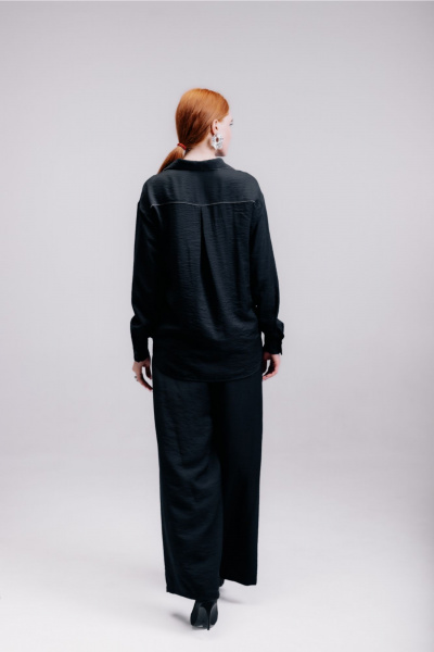 Двухпредметный костюм из ткани, рубашка и брюки MarSo 2415 черный - фото 2