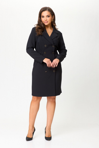 Платье полуприлегающего силуэта с двубортной застежкой MarSo 2419 черный - фото 3