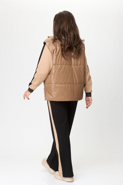 Двусторонний утепленный жилет из плащёвой ткани MarSo 2422ж беж-чёрный - фото 4