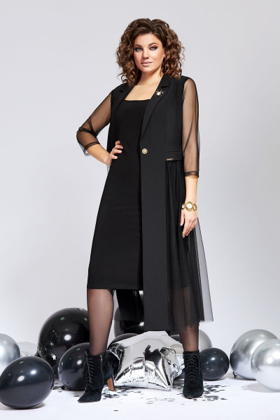 Накидка, платье Милора-стиль 755 черный - фото 2