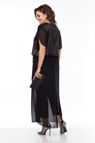 Блуза и брюки нарядный ткань с рюшей и камнями Vilena 1017 черный - фото 6