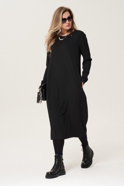 Платье из трикотажа с длинными рукавами и вырезом GRATTO 8119 - фото 1