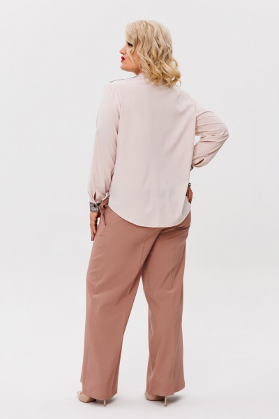 Прямые брюки с стрелками классический деловой стиль Anelli 1278 печенье - фото 7