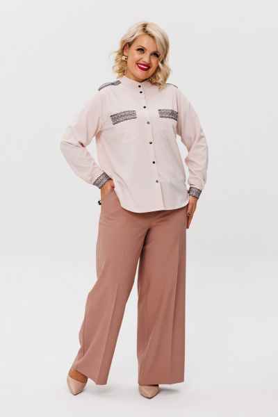 Прямые брюки с стрелками классический деловой стиль Anelli 1278 печенье - фото 6