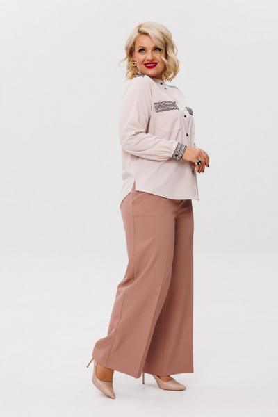 Прямые брюки с стрелками классический деловой стиль Anelli 1278 печенье - фото 5