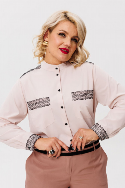 Прямые брюки с стрелками классический деловой стиль Anelli 1278 печенье - фото 2