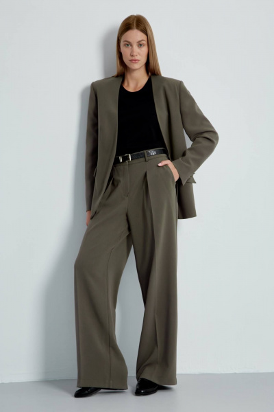 Широкие брюки демисезонные в ярком стиле на каждый день Elady 4474 хаки - фото 5