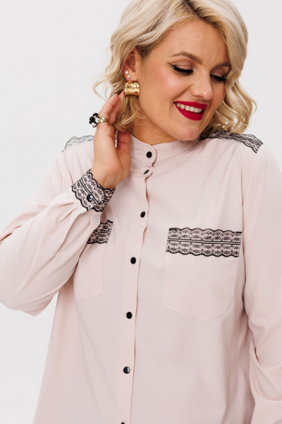 Блуза с асимметричным низом кружевом и романтичным стилем Anelli 1250 ванильный_крем - фото 7