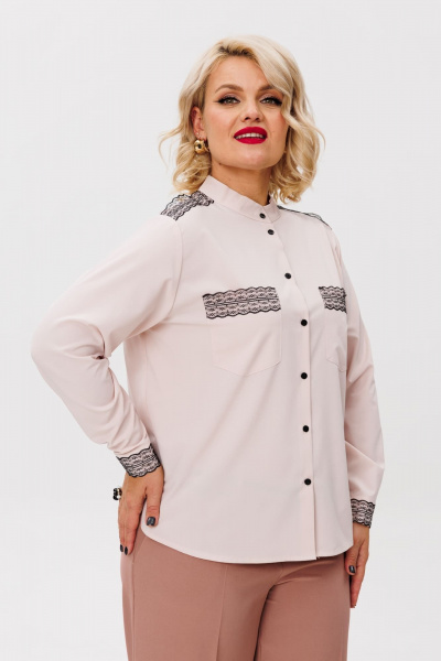 Блуза с асимметричным низом кружевом и романтичным стилем Anelli 1250 ванильный_крем - фото 5