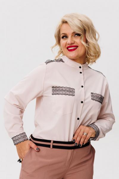 Блуза с асимметричным низом кружевом и романтичным стилем Anelli 1250 ванильный_крем - фото 3