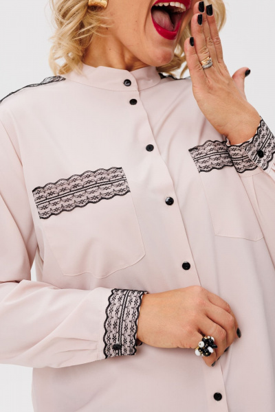 Блуза с асимметричным низом кружевом и романтичным стилем Anelli 1250 ванильный_крем - фото 2