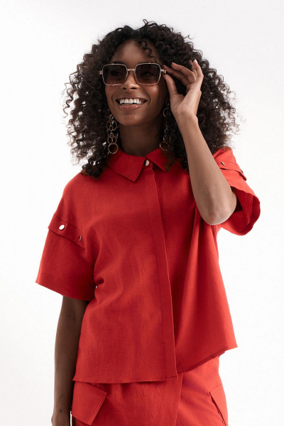 Женский летний костюм из вискозы с блузой и юбкой Lissana 4916 коралл - фото 15