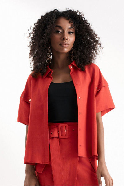 Женский летний костюм из вискозы с блузой и юбкой Lissana 4916 коралл - фото 11