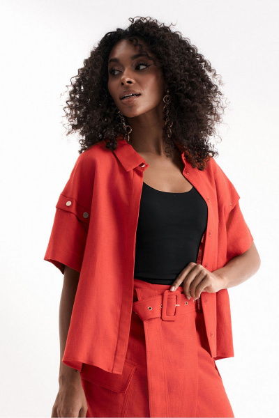 Женский летний костюм из вискозы с блузой и юбкой Lissana 4916 коралл - фото 9