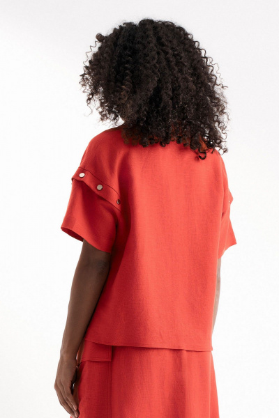 Женский летний костюм из вискозы с блузой и юбкой Lissana 4916 коралл - фото 8