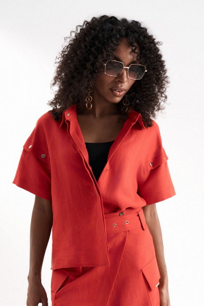 Женский летний костюм из вискозы с блузой и юбкой Lissana 4916 коралл - фото 7