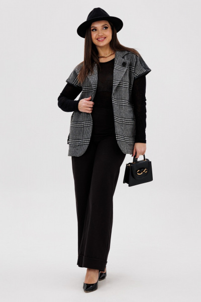 Брюки, жилет Michel chic 1404/1 черный,темно-серый,клетка - фото 7