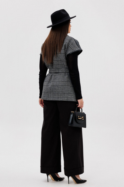 Брюки, жилет Michel chic 1404/1 черный,темно-серый,клетка - фото 6