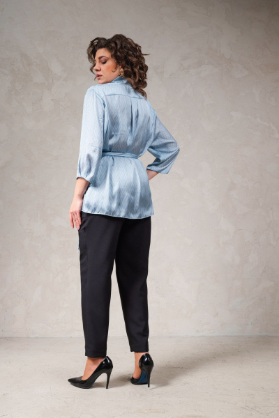 Голубая блузка из текстиля с воротником-стойкой Avanti С-149-2 - фото 4