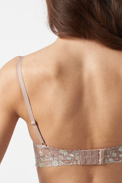 Бежевый кружевной бюстгальтер с пуш-ап эффектом Леди Леда 682-219 - фото 3