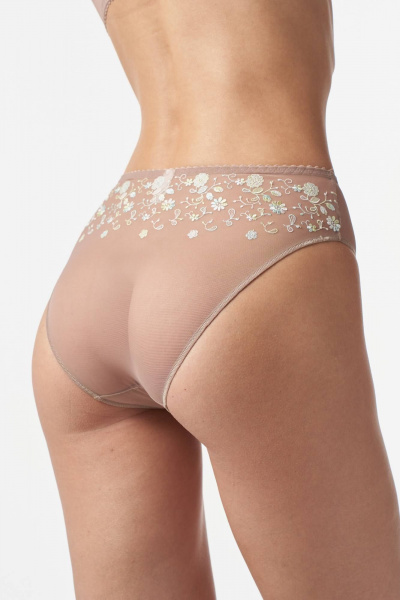 Бежевые кружевные слипы из эластичной сетки Леди Леда 337-219 - фото 2