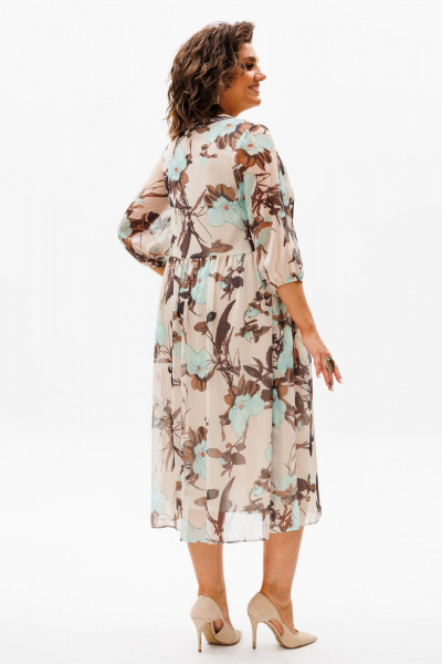 Платье приталенное с вырезом V и сборкой на талии Anelli 1460 нежность - фото 6