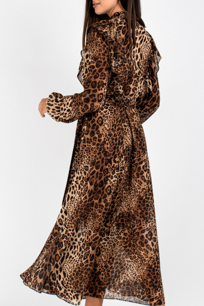 Платье полуприлегающего силуэта с кокеткой и рюшей VIZAVI 813.2 леопард - фото 10