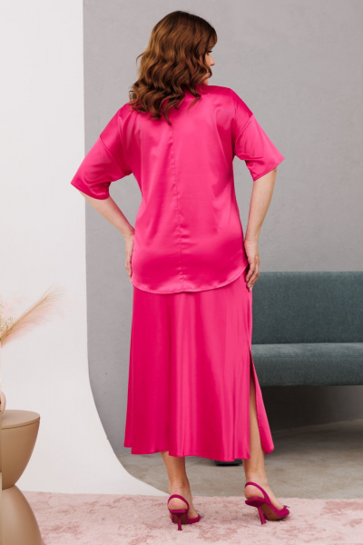 Платье миди из трикотажа с пуговицами и V-образным вырезом Anastasia 1199 розовый - фото 5