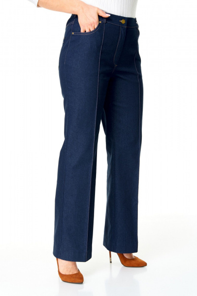 Брюки прямого кроя с кантом и застежкой на пуговицу VI ORO VR-1165 деним - фото 4