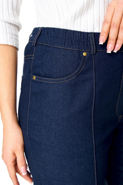 Брюки прямого кроя с кантом и застежкой на пуговицу VI ORO VR-1165 деним - фото 8