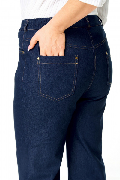 Брюки прямого кроя с кантом и застежкой на пуговицу VI ORO VR-1165 деним - фото 7