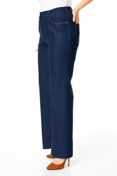 Брюки прямого кроя с кантом и застежкой на пуговицу VI ORO VR-1165 деним - фото 5