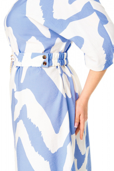 Платье прямого силуэта с поясом и разрезами VI ORO VR-1166 голубые_разводы - фото 11