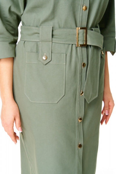 Платье из джинса с накладными карманами и пуговицами VI ORO VR-1167 оливка - фото 6