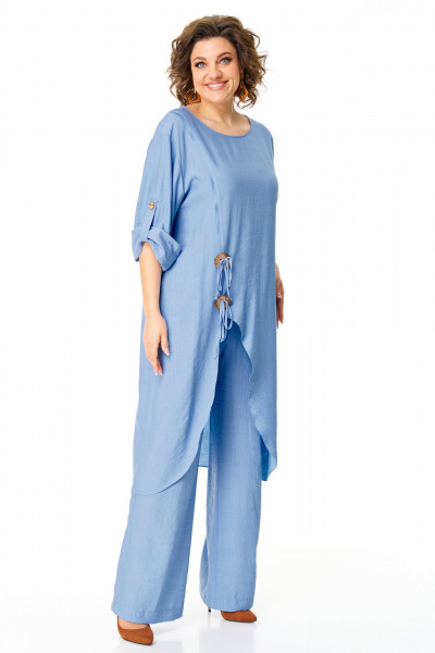 Туника и брюки свободного кроя с патой и карманами VI ORO VR-1168 небесный - фото 3