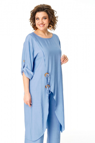 Туника и брюки свободного кроя с патой и карманами VI ORO VR-1168 небесный - фото 4