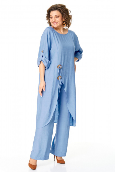 Туника и брюки свободного кроя с патой и карманами VI ORO VR-1168 небесный - фото 2