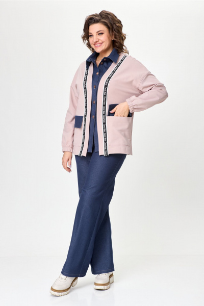 Костюм жакет и брюки с накладными карманами и тесьмой Bonna Image 959/1 пудровый - фото 14