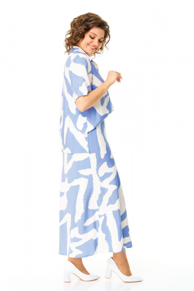 Блуза и юбка с нагрудными вытачками и складками VI ORO VR-1169 голубые_разводы - фото 8