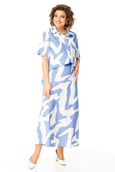 Блуза и юбка с нагрудными вытачками и складками VI ORO VR-1169 голубые_разводы - фото 3